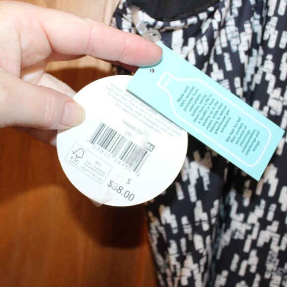 Sol Borne Women's Small B&W Patterned Zip Front Tankini Swim Tank Top - NWT - Picture 6 of 8